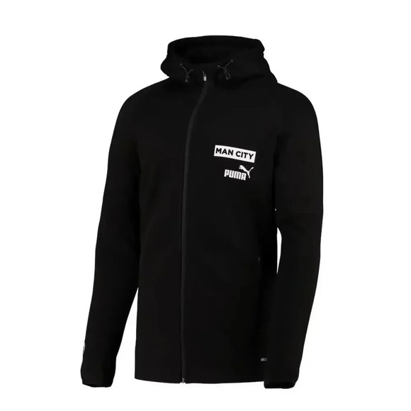 Puma Manchester City Casuals Hoody Jacket - Black NWT Size LY - Picture 3 of 6